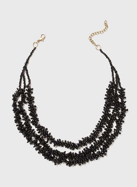 Black Beaded Multi Necklace